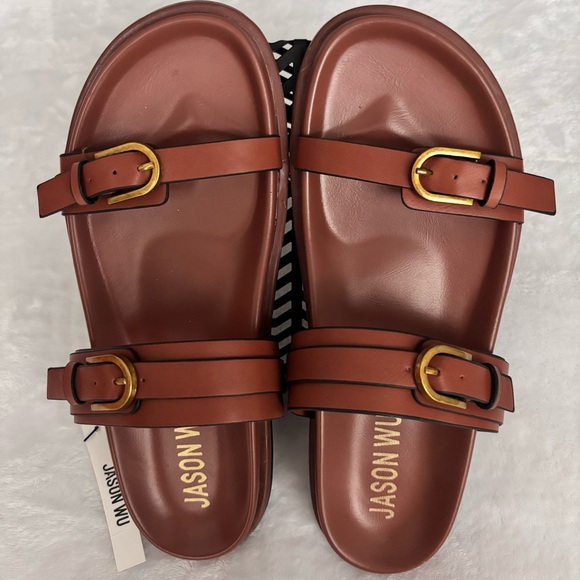 JASON WU Rhonda Brown Vegan Leather Luxe Slide-On Sandal--NEW--7.5 - Picture 10 of 14